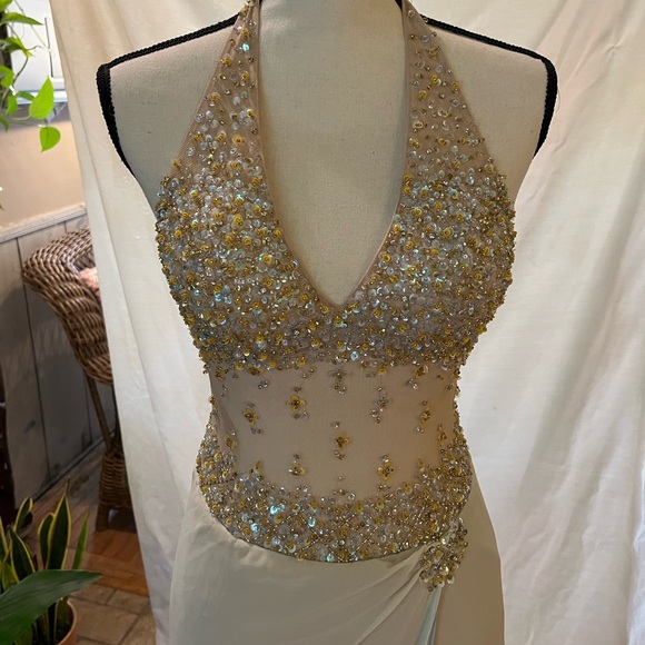 Vintage sheer beaded halter gown ✨ - Picture 6 of 13